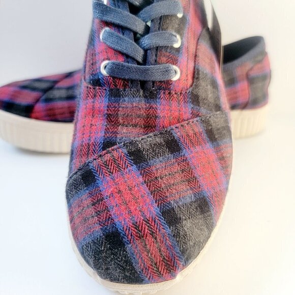 Toms Red and Blue Plaid Sneakers - Picture 3 of 8